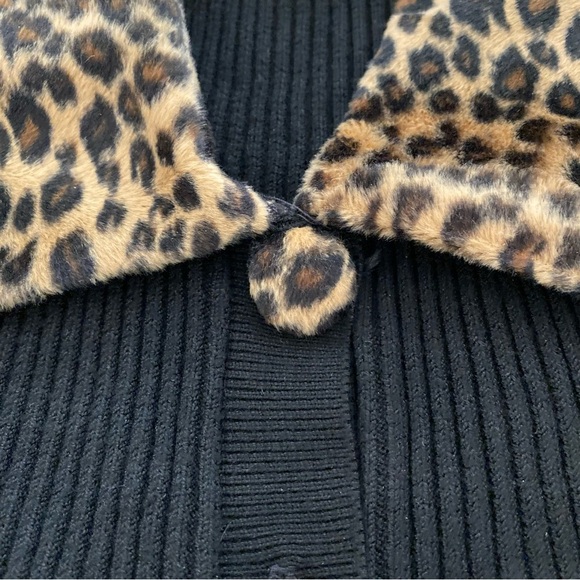 Cache Black Sweater with Leopard Print Accents - Picture 7 of 10